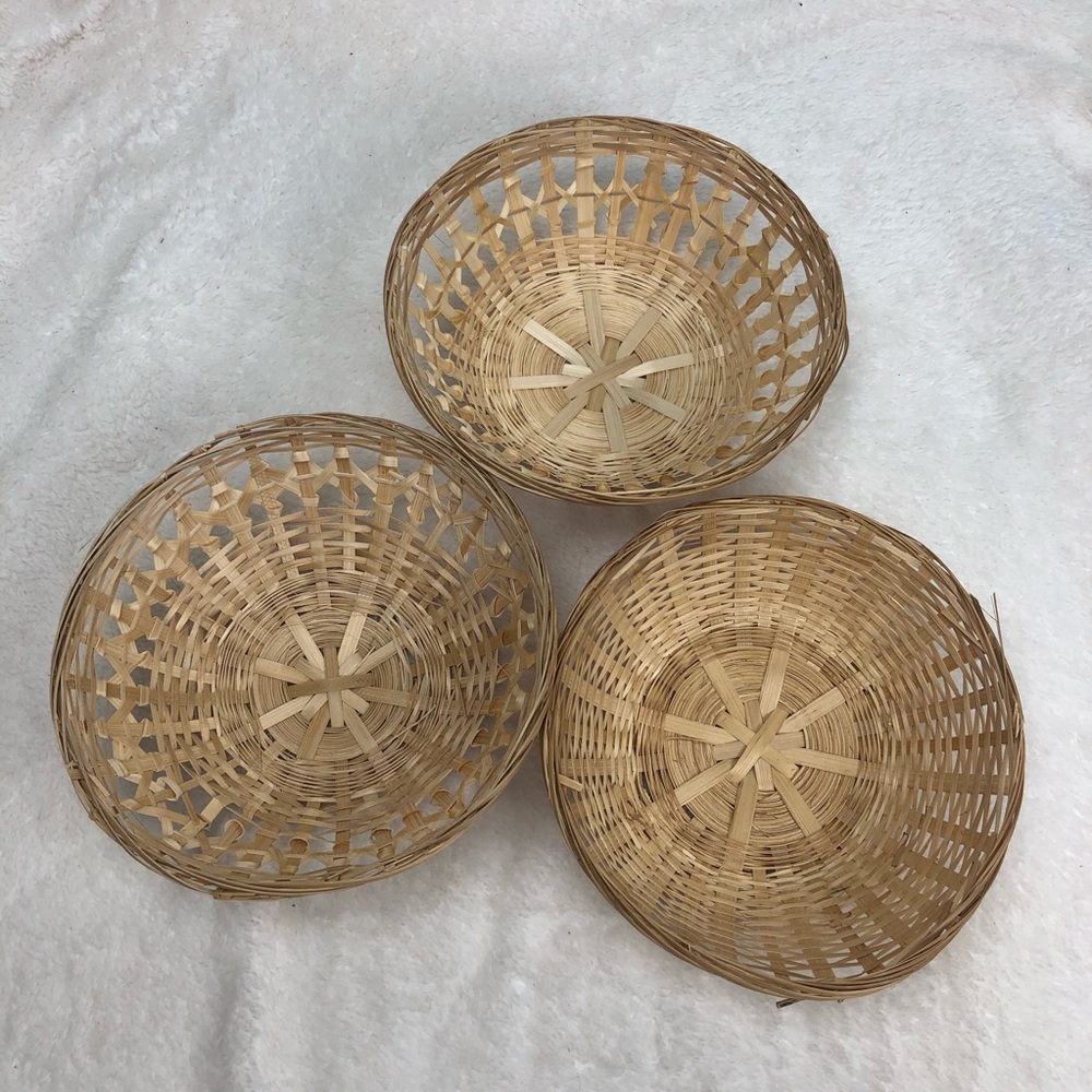 Boho wicker woven basket wall set of 3